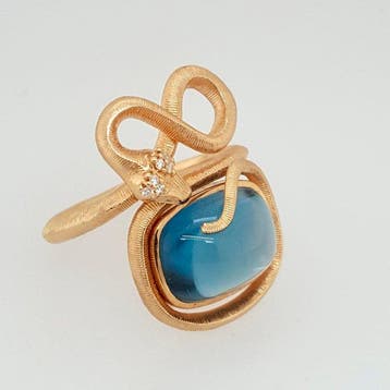 Ole Lynggaard - Ring - 18 karaat Geel goud Topaas - Diamant, Handtassen en Accessoires, Nieuw