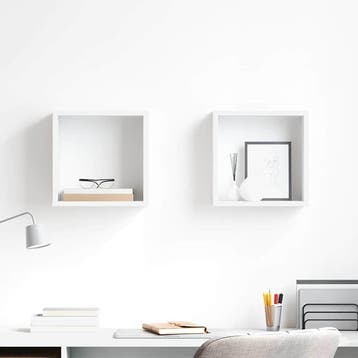 vidaXL Wandschappen kubus 2 st 30x15x30 cm wit, Verzenden
