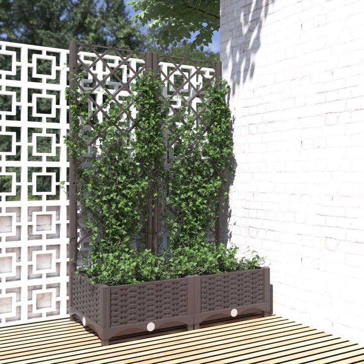vidaXL Plantenbak met latwerk 80x40x121,5 cm polypropeen, Jardin & Terrasse, Pots de fleurs, Envoi