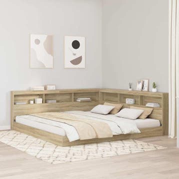 vidaXL Opberghoofdbord met plank Sonoma Eik 200 cm Bewerkt, Verzenden, Nieuw
