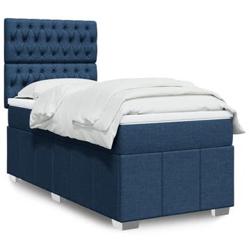 vidaXL Boxspring met matras stof blauw 90x200 cm, Verzenden, Nieuw