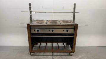 RVS Barbecue BBQ Lavagrill met spies op propaangas 126.5 x, Ophalen of Verzenden