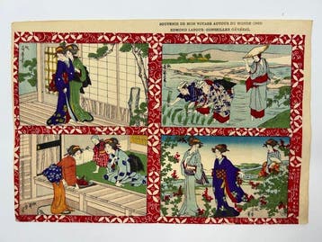 Ensemble dukiyoe, souvenirs de voyage, attribuées au style