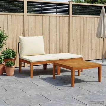 vidaXL 3 st Tuin Lounge Set met Kussens Massief acaciahout &, Tuin en Terras, Verzenden, Nieuw