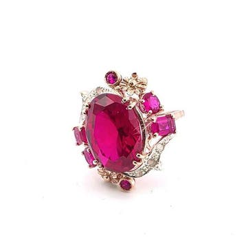 Zonder minimumprijs - Ring - 9 kt. Roségoud, Zilver Spinel -