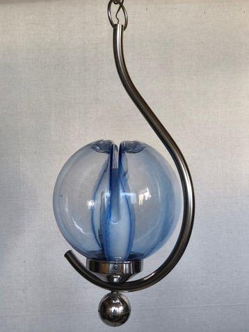 Lampe à suspendre - Verre, Acier, Chrome