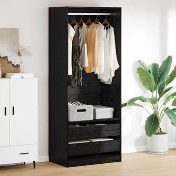 vidaXL Kledingkast Zwart Eiken 80 x 50 x 200 cm Bewerkt hout, Verzenden, Nieuw