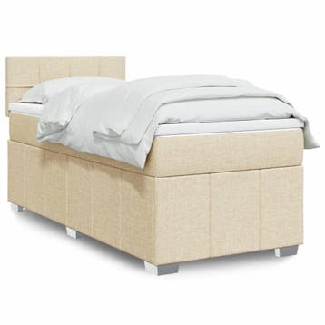 vidaXL Boxspring met matras stof crèmekleurig 100x200 cm, Verzenden, Nieuw