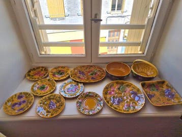 Sarreguemines - Tafelservies (17) - Aardewerk - Barbotine, Antiek en Kunst