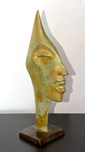 Derme Abdoulaye - sculptuur, Visage intérieur - 28 cm -