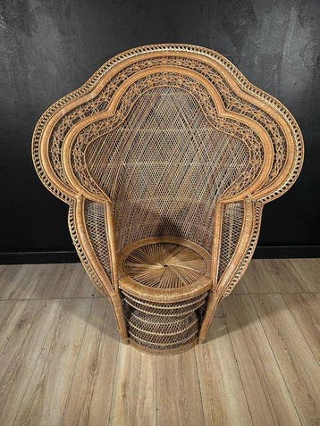 Fauteuil - vimini - Fauteuil PEACOCK, Antiquités & Art