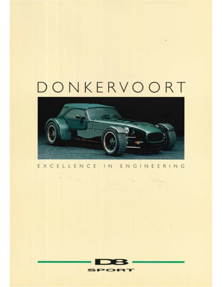 1994 DONKERVOORT D8 BROCHURE NEDERLANDS, Livres, Autos | Brochures & Magazines
