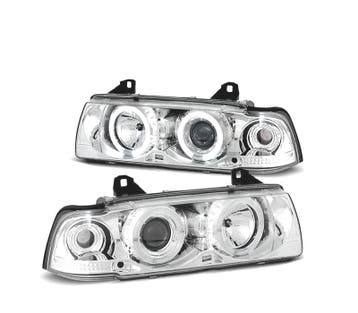 PHARES BMW E36 90-99 ANGEL EYES FOND CHROME, Verzenden
