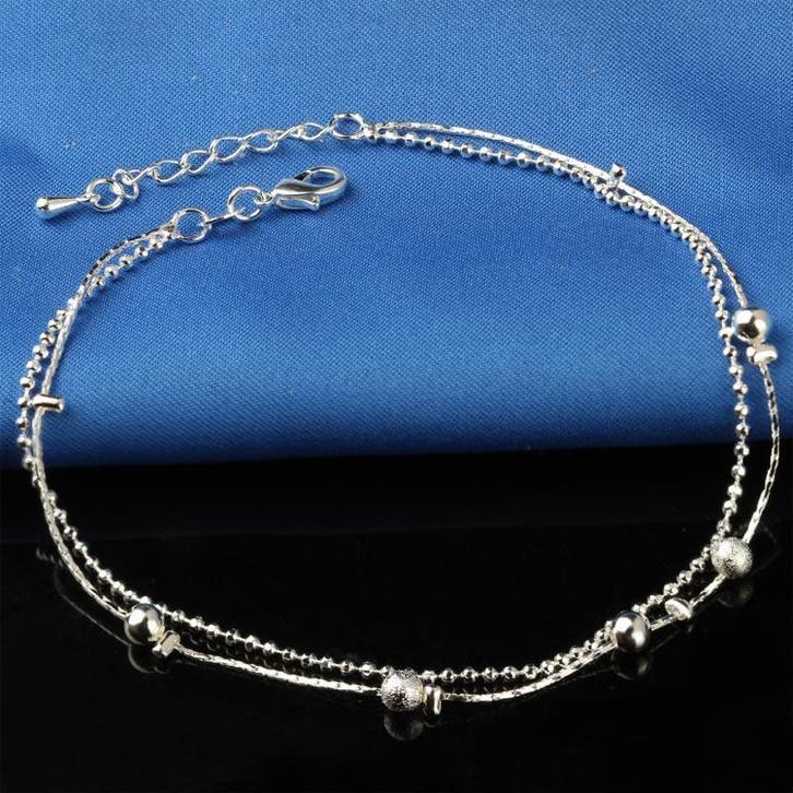 Fako Bijoux - Enkelbandje Verzilverd - Vijf Bolletjes Duo -, Handtassen en Accessoires, Enkelbandjes en Enkelkettinkjes, Verzenden