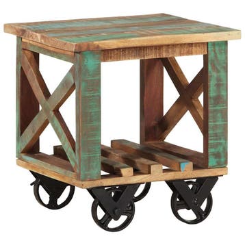 vidaXL Bijzettafel met wielen 40x40x42 cm massief gerecycled, Huis en Inrichting, Tafels | Bijzettafels, Verzenden, Nieuw