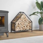 vidaXL Brandhoutrek 60x25x60 cm koudgewalst staal zwart, Verzenden