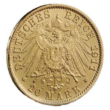 Duitsland. 20 Marks German 20 Marks Wilhelm II Gold Coin, Postzegels en Munten
