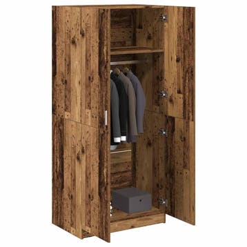 vidaXL Kledingkast 80x52x180 cm bewerkt hout oud houtkleurig, Verzenden, Nieuw