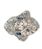 Bague - 18 carats Or blanc, Magnifique bague Art Déco en or, Nieuw