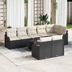 vidaXL Tuinbank Set met kussen 9 pcs Zwart en wit Poly, Verzenden