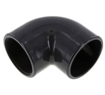 PVC 90deg Elbow Fitting Female Socket 75x89mm x Female Rp, Verzenden