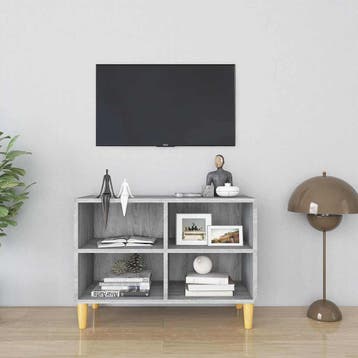 vidaXL Tv-meubel met houten poten 69,5x30x50 cm grijs sonoma, Verzenden