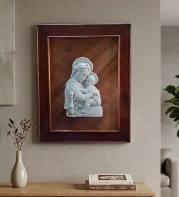 Vitrinelijst - Hout - Madonna met Kind Jezus - 37 x 46 cm