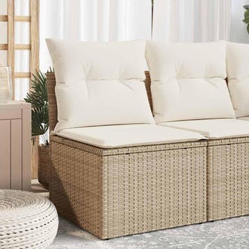 vidaXL Tuinstoel zonder armleuning met kussens poly rattan, Verzenden