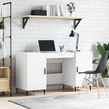 vidaXL Bureau 140x50x75 cm bewerkt hout wit, Verzenden