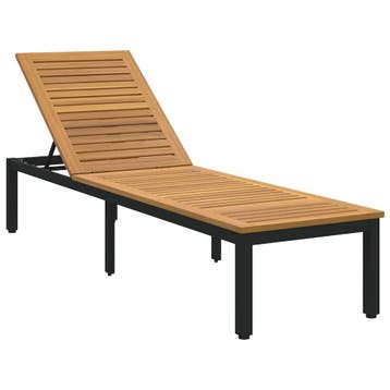 vidaXL Ligbed Zwart 200 x 55 x 35 cm Massief Acacia Hout, Tuin en Terras, Verzenden, Nieuw