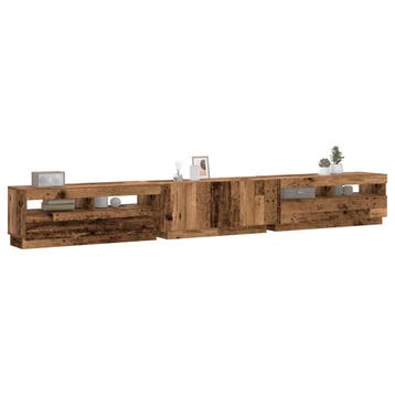 vidaXL Tv-meubel met LED 300x35x40 cm bewerkt hout oud hout, Verzenden, Nieuw