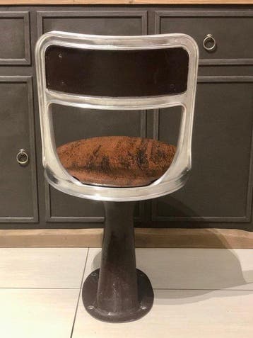 Tabouret - Aluminium, Métal, Bois - Chaise Tram années