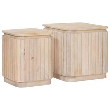 vidaXL Handgemaakte Bijzettafel Set 2 pcs Wit 45 x 45 x 45, Verzenden, Nieuw