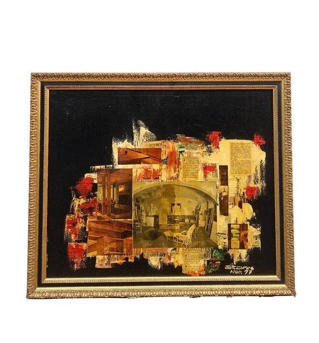 Altares (XX) - Composition with architectural collage, Antiek en Kunst, Kunst | Schilderijen | Klassiek