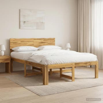 vidaXL Tweepersoonsbed met hoofdbord ROSTOCK Wit 150 x 200, Huis en Inrichting, Slaapkamer | Bedden, Verzenden, Nieuw