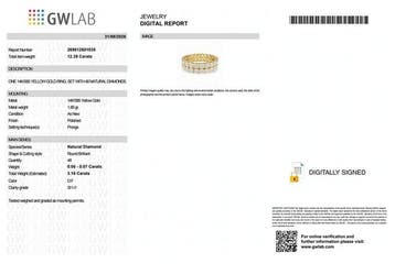 Zonder minimumprijs - Ring - 14 karaat Geel goud - 3.16ct., Nieuw