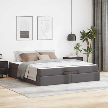 vidaXL Bedframe met matras Anders 2 st Grijs PVC, Verzenden