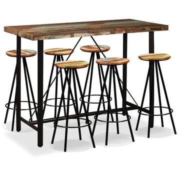 vidaXL Barset massief gerecycled hout 7-delig, Huis en Inrichting, Verzenden, Nieuw
