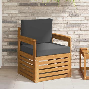 vidaXL Buiten bank set Massief Acacia Hout en Polyester, Tuin en Terras, Verzenden, Nieuw