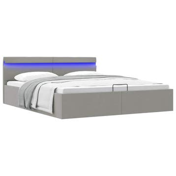 vidaXL Bedframe met opbergruimte en LED stof lichtgrijs, Huis en Inrichting, Slaapkamer | Bedden, Verzenden, Nieuw