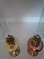 Lampe à huile (2) - Cuivre - Laiton - Porcelaine