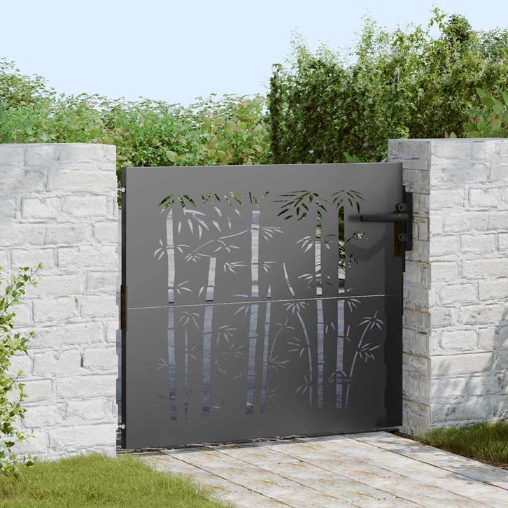 vidaXL Tuinpoort 85 x 100 cm Poedercoated staal Zwart, Tuin en Terras, Tuinpoorten, Nieuw, Verzenden