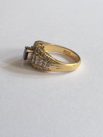 Bague de cocktail - 18 carats Or jaune Saphir - Diamant, Bijoux, Sacs & Beauté