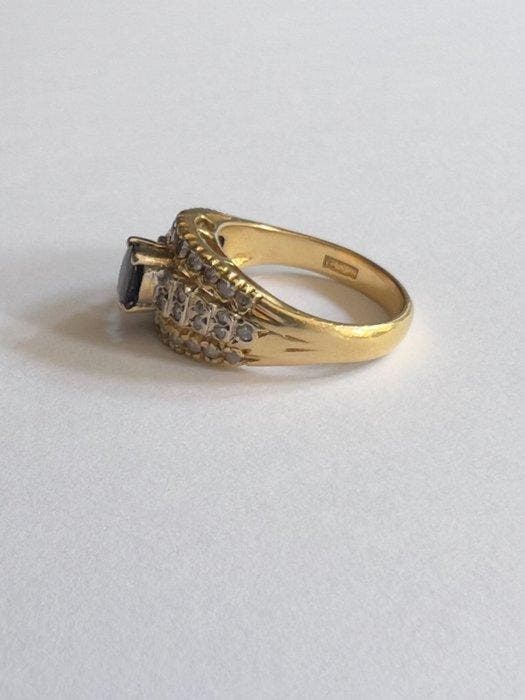 Bague de cocktail - 18 carats Or jaune Saphir - Diamant, Bijoux, Sacs & Beauté, Bijoux anciens