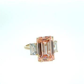 Ring - 14 karaat Geel goud - 12.59ct. tw. Roze Diamant