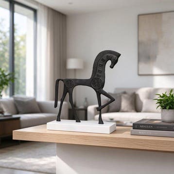 sculptuur, The Black Horse — Flat Silhouette Iron Horse