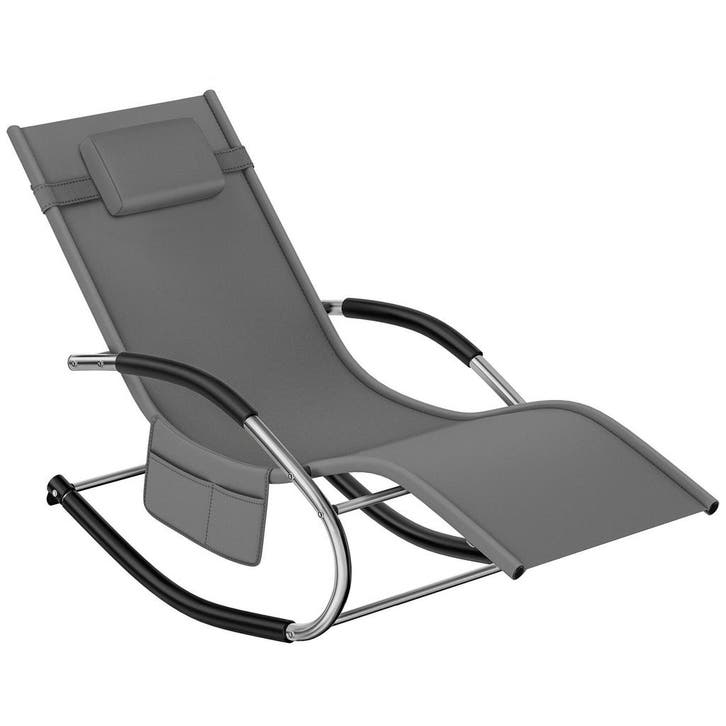 tectake Ligstoel Taya, ergonomisch, schommelfunctie - grijs,, Tuin en Terras, Tuinsets en Loungesets, Verzenden