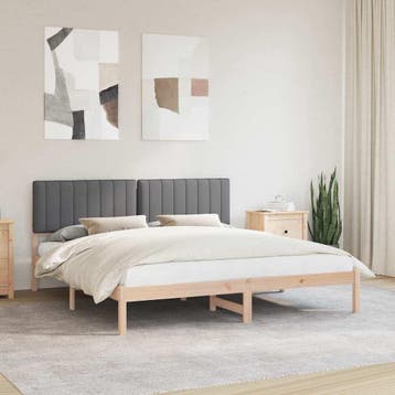 vidaXL Bedframe met Gevoerde Hoofdbord Donkergrijs 180 x 200, Verzenden