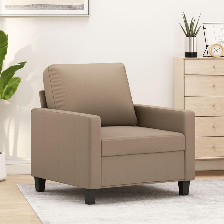 vidaXL Fauteuil 60 cm kunstleer cappuccinokleurig, Huis en Inrichting, Zetels | Zetels, Nieuw, Verzenden
