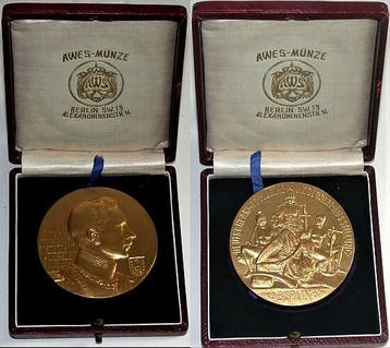 Vergoudete brons medaille 1907 Brandenburg-Pruisen Wilhel..., Verzenden
